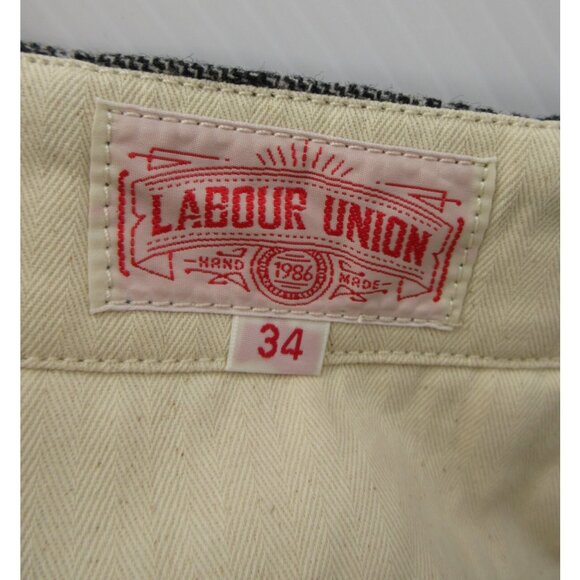 Labour Union Pants 34 Wool Trousers Plaid Pleated Button Fly 34X29 NEW - Picture 12 of 13